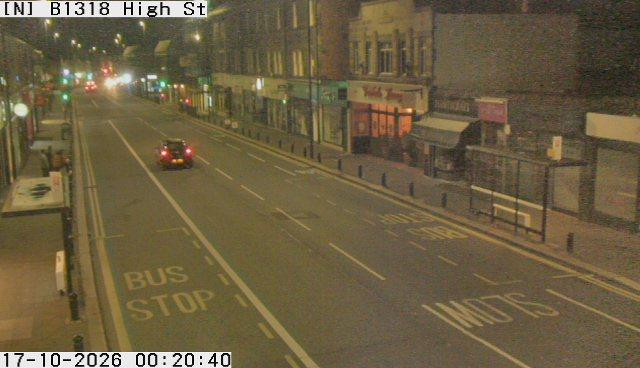 Traffic camera image 2 from Newcastle - B1318 High Street / Hawthorn Road